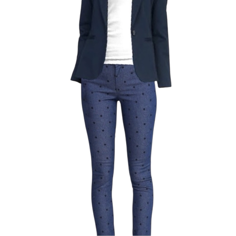 OLD NAVY Pixie Polka Dot Ankle Pants in Blue w/ Black Dots Size 6 -- NWT - Picture 3 of 12